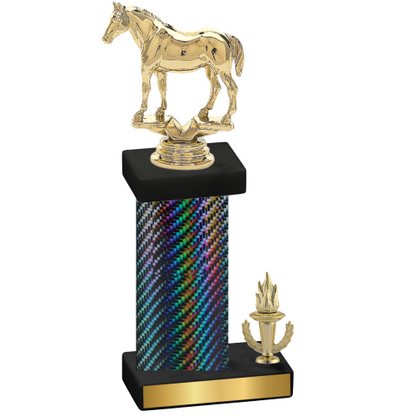 Accented Single Black Carbon Fiber Victory Horses Trophy