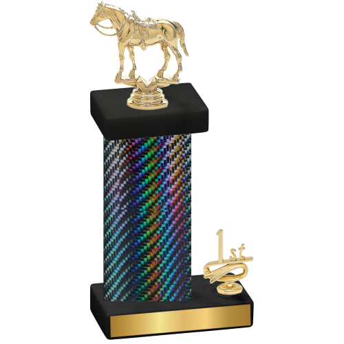 Accented Single Black Carbon Fiber First Place Horses Trophy