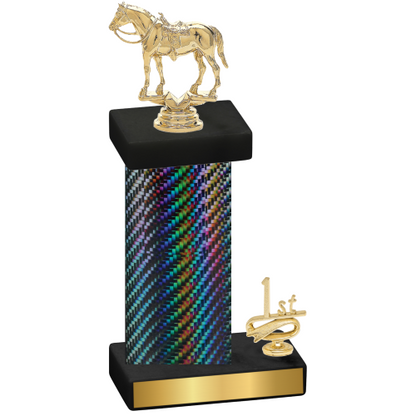 Accented Single Black Carbon Fiber First Place Horses Trophy