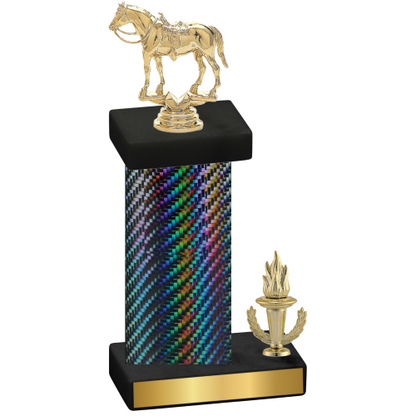 Accented Single Black Carbon Fiber Victory Horses Trophy