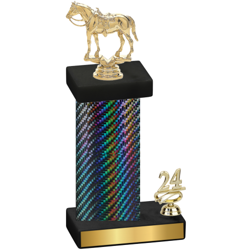 Accented Single Black Carbon Fiber Year Horses Trophy