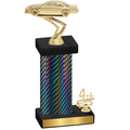 Accented Single Black Carbon Fiber Fourth Place Cars Trophy