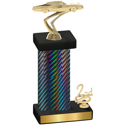 Accented Single Black Carbon Fiber Second Place Cars Trophy