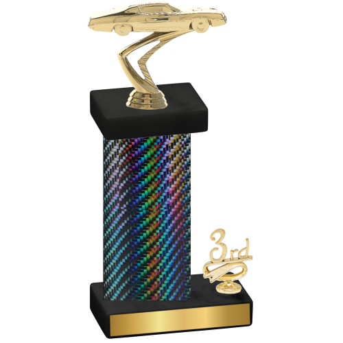 Accented Single Black Carbon Fiber Third Place Cars Trophy