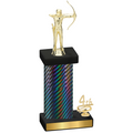 Accented Single Black Carbon Fiber Fourth Place Archery Trophy