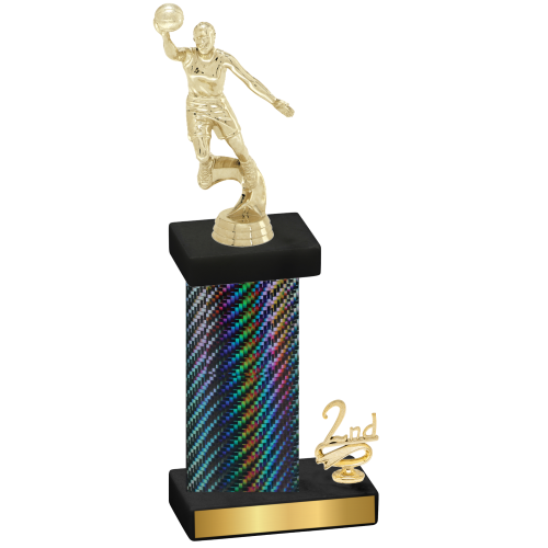 Accented Single Black Carbon Fiber Second Place Basketball Trophy