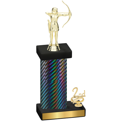 Accented Single Black Carbon Fiber Second Place Archery Trophy