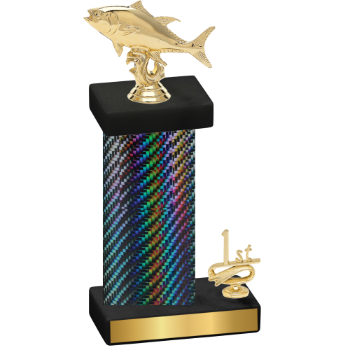 Accented Single Black Carbon Fiber First Place Fishing Trophy