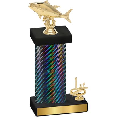 Accented Single Black Carbon Fiber First Place Fishing Trophy