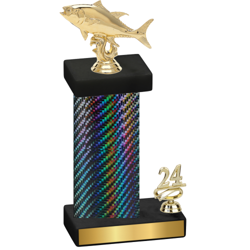 Accented Single Black Carbon Fiber Year Fishing Trophy