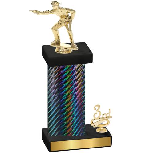 Accented Single Black Carbon Fiber Third Place Shooter Trophy