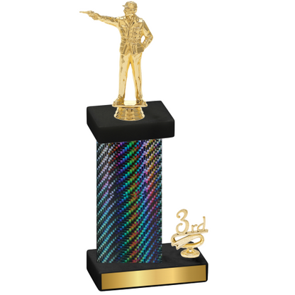 Accented Single Black Carbon Fiber Third Place Shooter Trophy