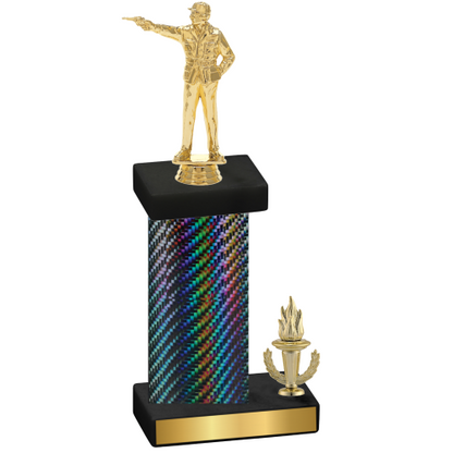 Accented Single Black Carbon Fiber Victory Shooter Trophy