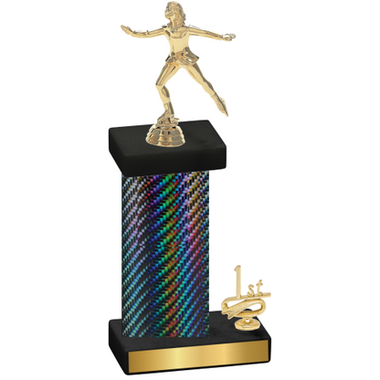 Accented Single Black Carbon Fiber First Place Skater Trophy
