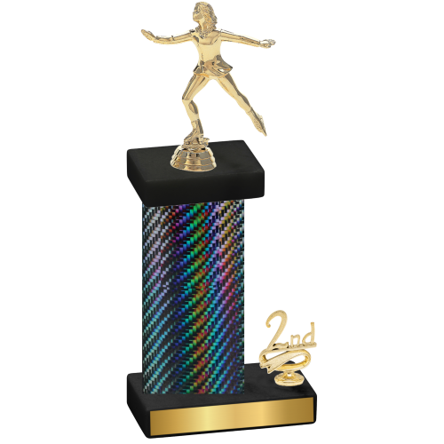 Accented Single Black Carbon Fiber Second Place Skater Trophy