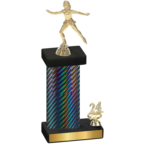 Accented Single Black Carbon Fiber Year Skater Trophy