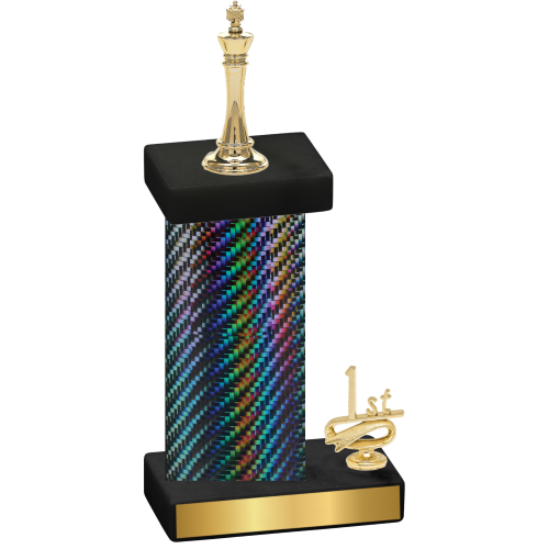 Accented Single Black Carbon Fiber First Place Chess Trophy