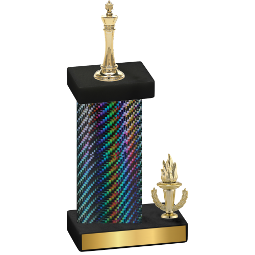 Accented Single Black Carbon Fiber Victory Chess Trophy