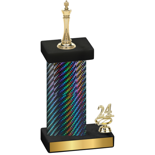 Accented Single Black Carbon Fiber Year Chess Trophy