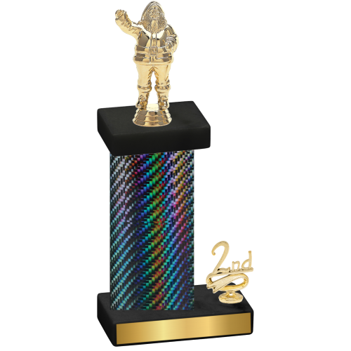 Accented Single Black Carbon Fiber Second Place Holiday Trophy