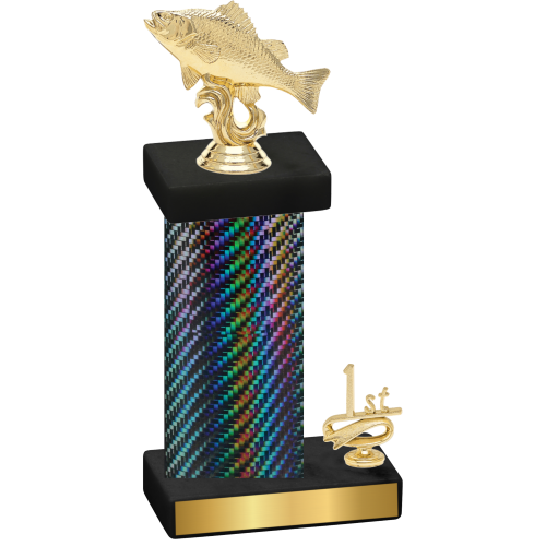 Accented Single Black Carbon Fiber First Place Fishing Trophy