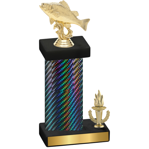 Accented Single Black Carbon Fiber Victory Fishing Trophy