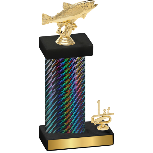 Accented Single Black Carbon Fiber First Place Fishing Trophy