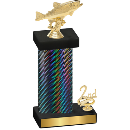 Accented Single Black Carbon Fiber Second Place Fishing Trophy