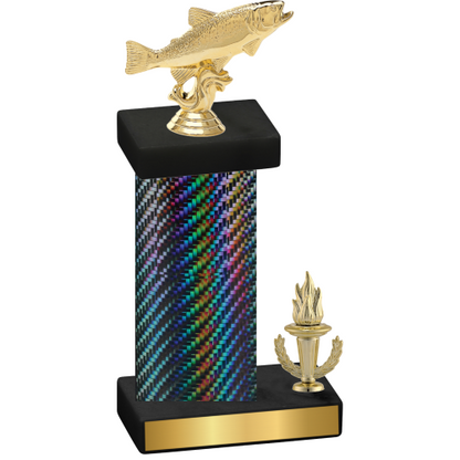 Accented Single Black Carbon Fiber Victory Fishing Trophy