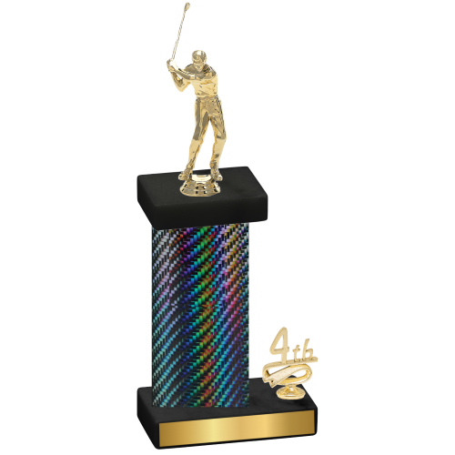 Accented Single Black Carbon Fiber Fourth Place Golf Trophy