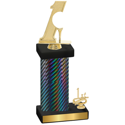 Accented Single Black Carbon Fiber First Place Golf Trophy