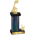 Accented Single Black Carbon Fiber Third Place Golf Trophy