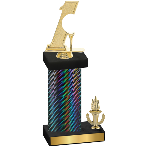 Accented Single Black Carbon Fiber Victory Golf Trophy