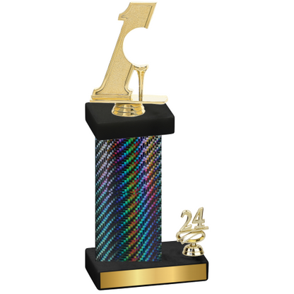 Accented Single Black Carbon Fiber Year Golf Trophy