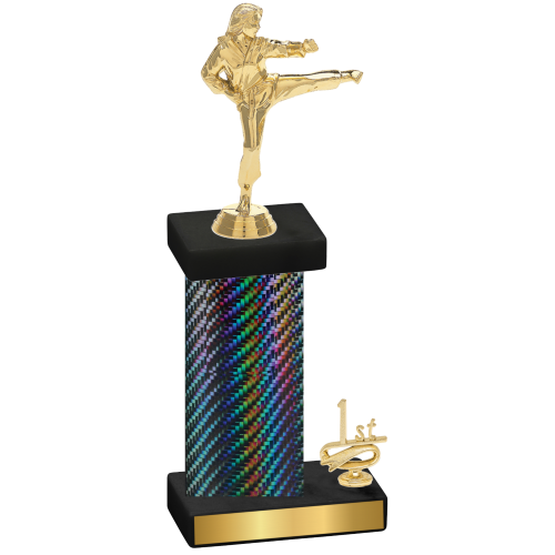 Accented Single Black Carbon Fiber First Place Karate Trophy