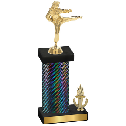 Accented Single Black Carbon Fiber Victory Karate Trophy