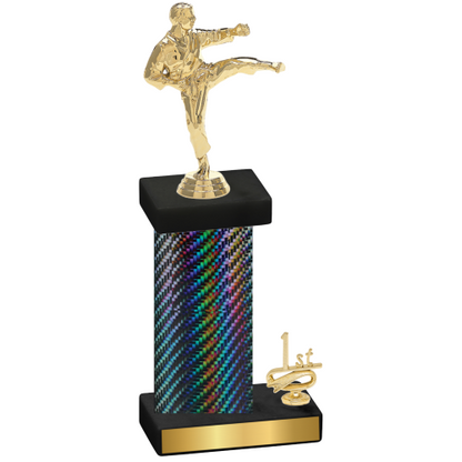 Accented Single Black Carbon Fiber First Place Karate Trophy