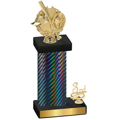 Accented Single Black Carbon Fiber Third Place Baseball Trophy