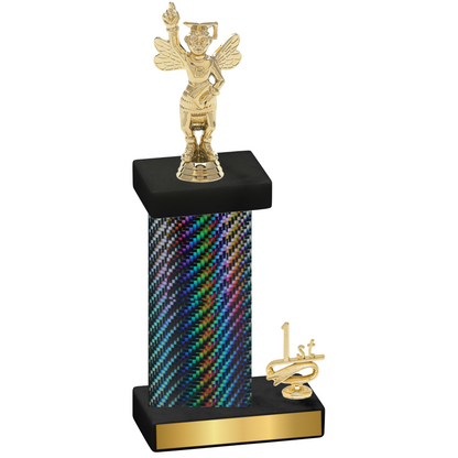 Accented Single Black Carbon Fiber First Place Academics Trophy