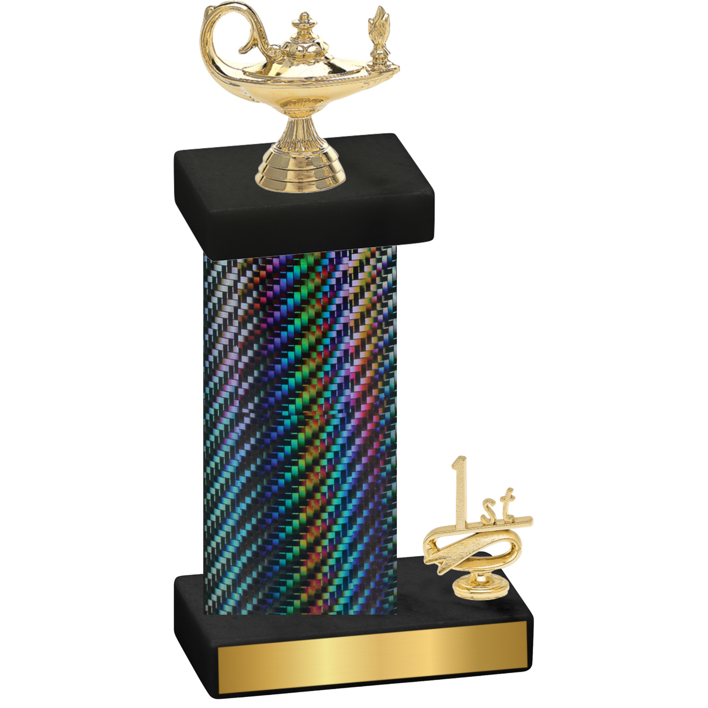 Accented Single Black Carbon Fiber First Place Academics Trophy