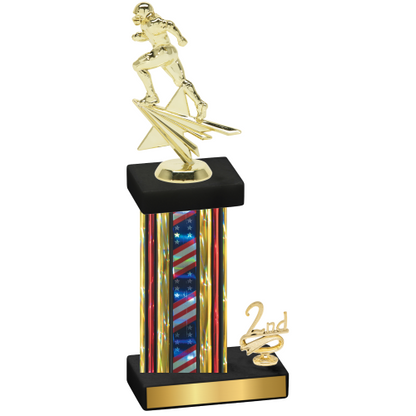 Accented Single Flag USA Second Place Football Trophy