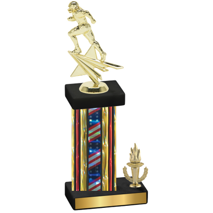 Accented Single Flag USA Victory Football Trophy