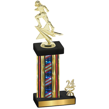 Accented Single Flag USA Year Football Trophy