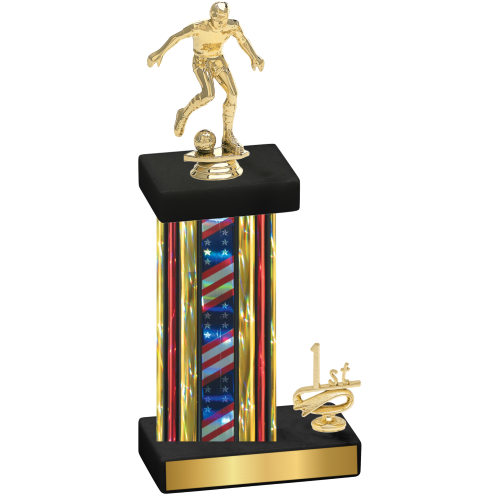 Accented Single Flag USA First Place Soccer Trophy