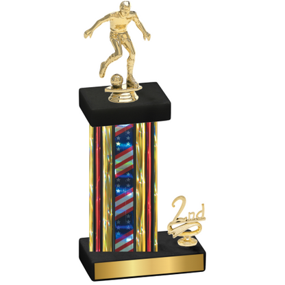 Accented Single Flag USA Second Place Soccer Trophy