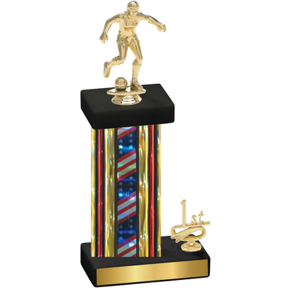 Accented Single Flag USA First Place Soccer Trophy