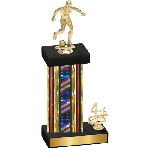 Accented Single Flag USA Fourth Place Soccer Trophy