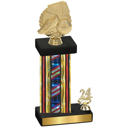 Accented Single Flag USA Year Soccer Trophy