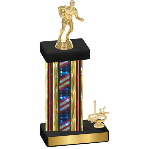 Accented Single Flag USA First Place Rugby Trophy