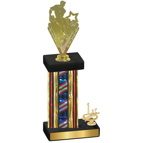 Accented Single Flag USA First Place Rugby Trophy